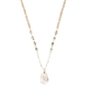 Riah Fashion Natural Stone Pendant. Long Necklace.